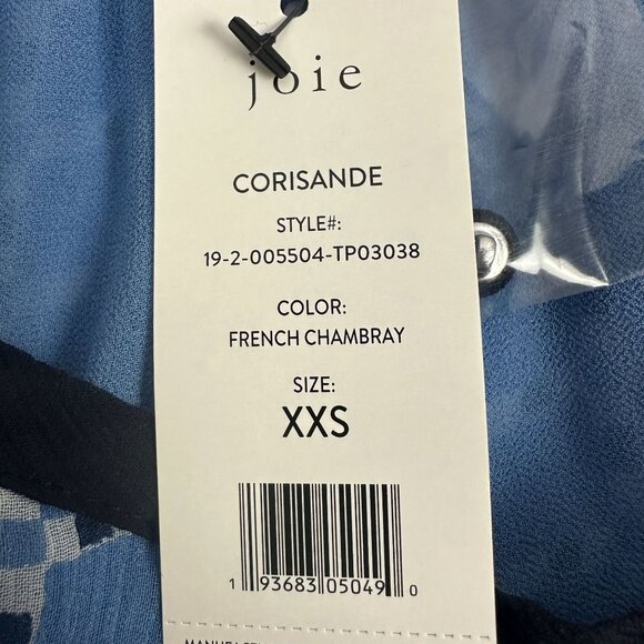 Joie Corisande French Chambray Halter Top Size XXS 100% Silk Womens Blue - Picture 4 of 5